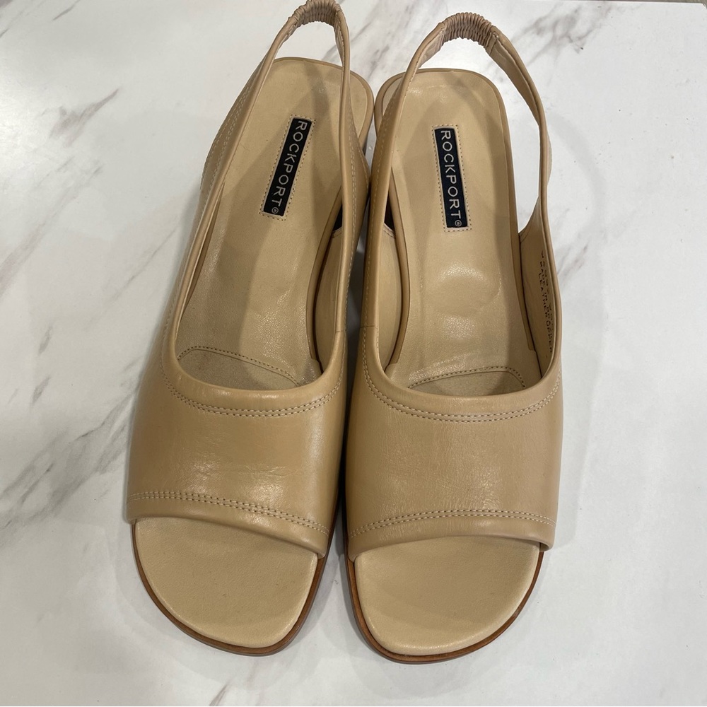 Rockport Women's INANNA Leather Upper Beige Slingback Sandals